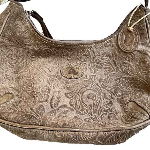 SERGIOS  Collection leather small hobo style shoulder bag w/silver tone buckle - Picture 2 of 11